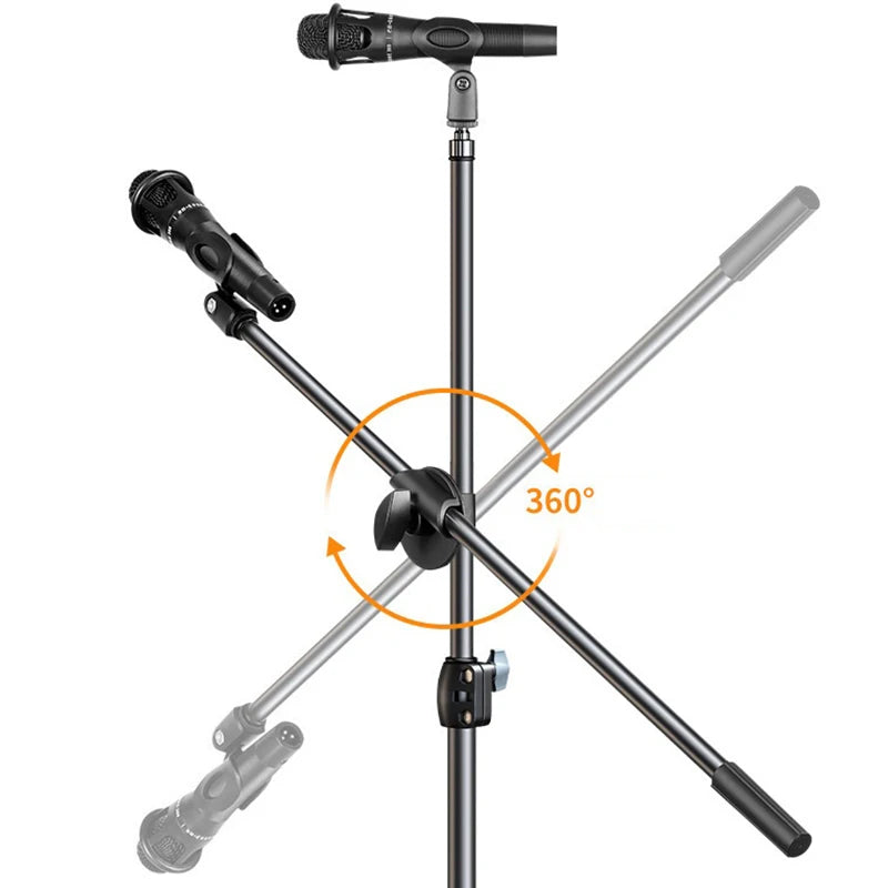 Microphone Boom Tripod Stand 1.7 2.1M Mic Tripod Bracket 66CM Crossbar Arms With Clip And Phone Holder