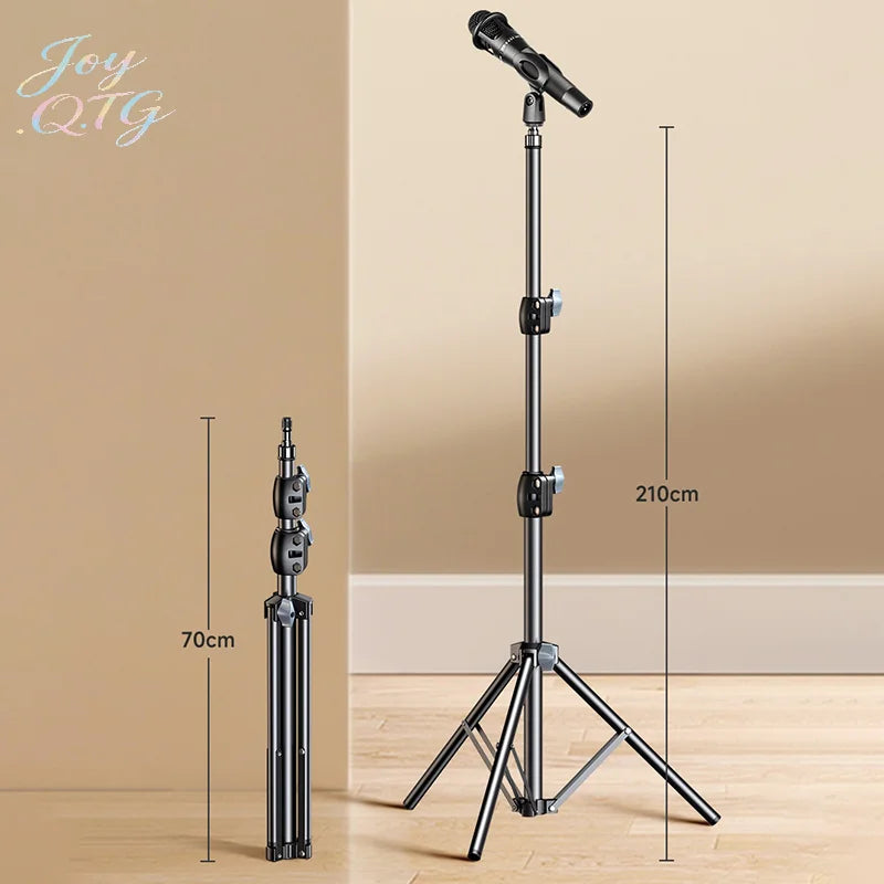 Microphone Boom Tripod Stand 1.7 2.1M Mic Tripod Bracket 66CM Crossbar Arms With Clip And Phone Holder