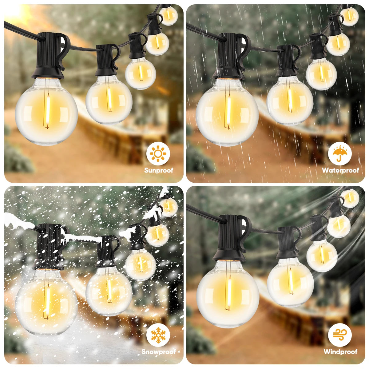 Shatterproof G40 String Light 220V 110V Led Outdoor Lights Garland E12 Waterproof Connectable Festoon Decoration Camping Light